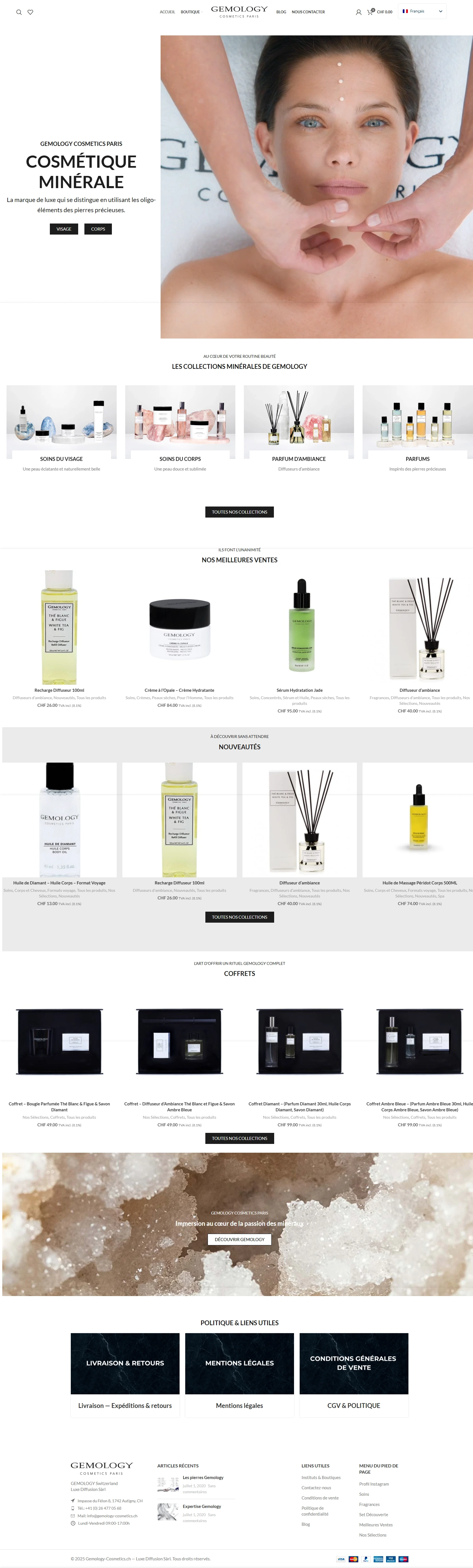 Site Gemology Cosmetics, créé en complément de la plateforme Luxe-Diffusion